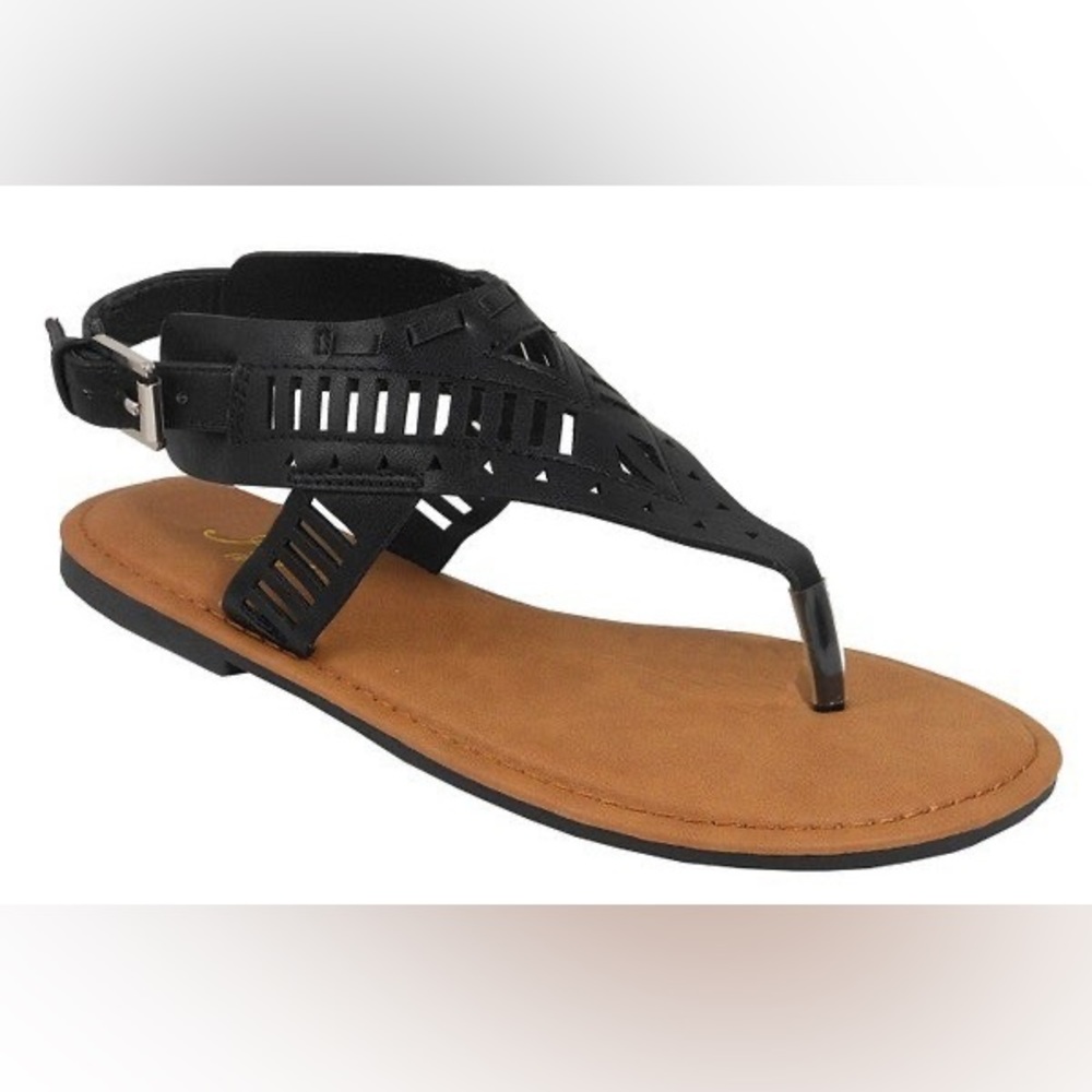 NIB black laser cut sandals